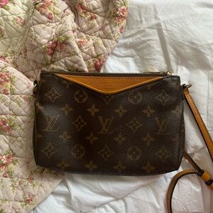 Louis Vuitton Monogram Canvas Crossbody Bag with Tan Trim